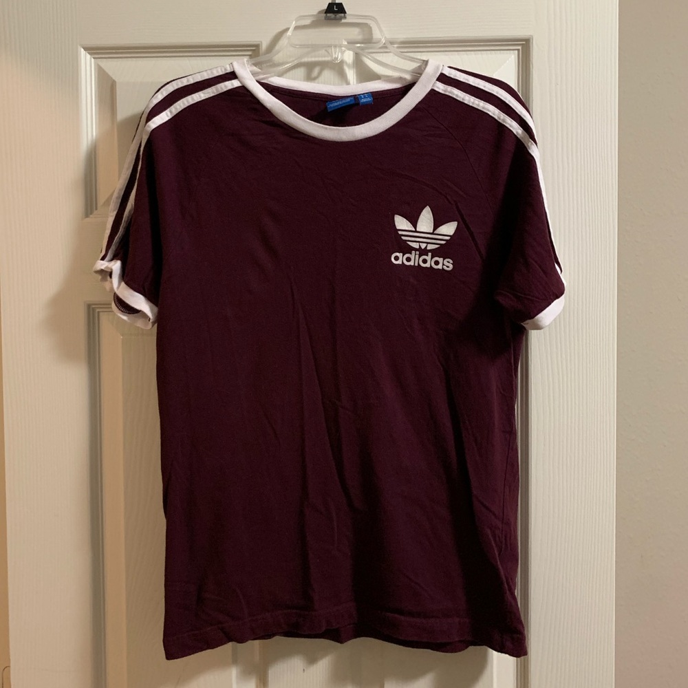Adidas 3-Stripes Tee Maroon Mens Size M